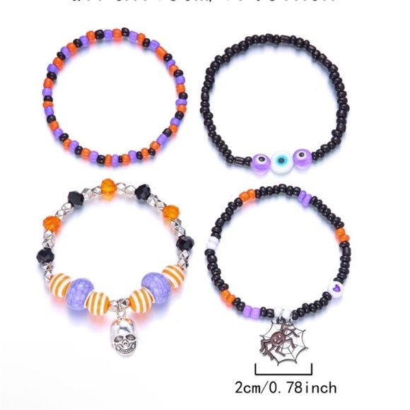 Set of 4 Halloween Themed Beaded Bracelet Set - Picture 2 of 2